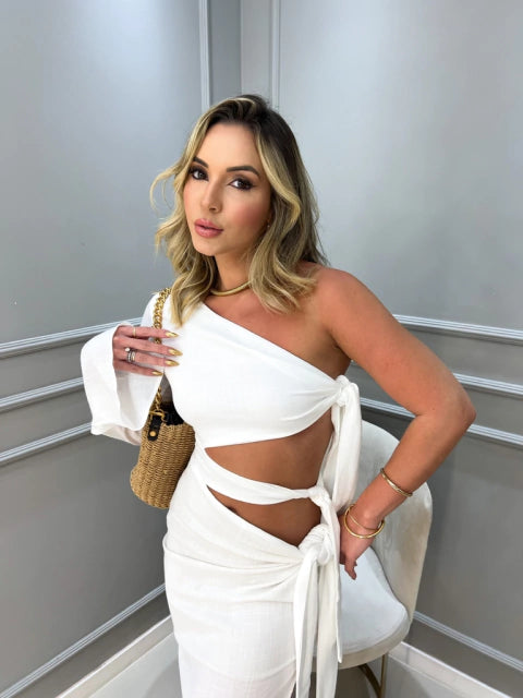 VESTIDO DEUSA - LARANJA - VERDE CANA - BRANCO - 10% DE DESCONTO NO PIX
